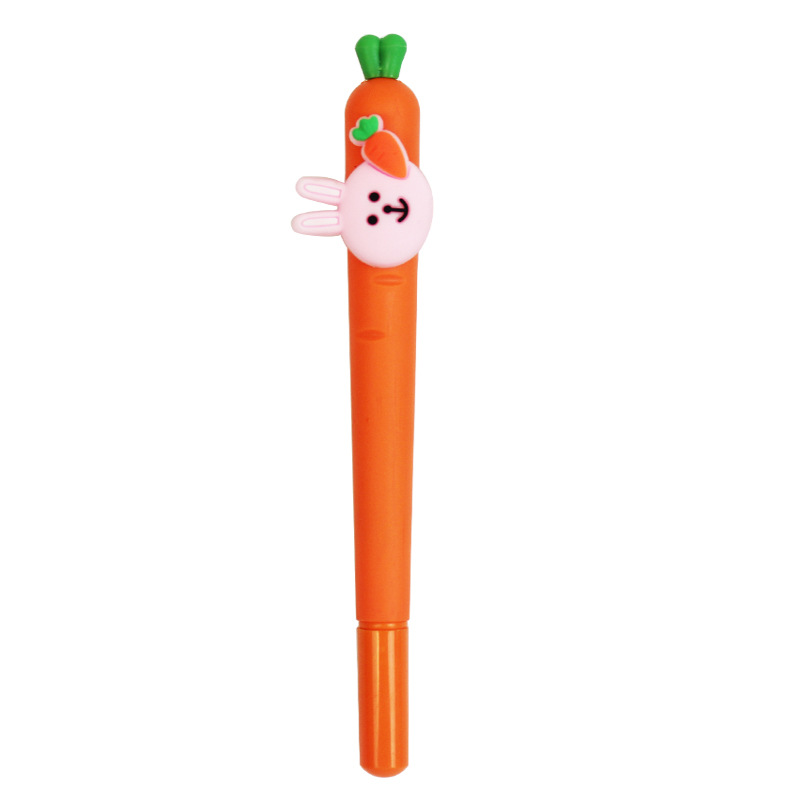 Cartoon Soft Glue Radish Rabbit Stylish Pen Student Gel Pen Fruit Vegetable Ball Pen Creative Learning Stationery Wholesale