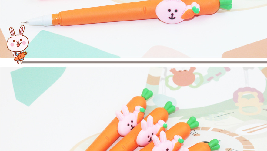Cartoon Soft Glue Radish Rabbit Stylish Pen Student Gel Pen Fruit Vegetable Ball Pen Creative Learning Stationery Wholesale