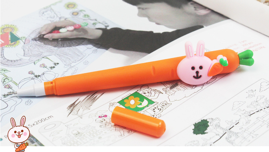 Cartoon Soft Glue Radish Rabbit Stylish Pen Student Gel Pen Fruit Vegetable Ball Pen Creative Learning Stationery Wholesale