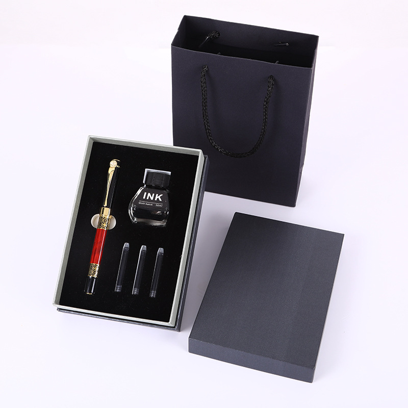 Business Office Pen Ink Sac Ink Dual-Use Pen Kit Can Be Customized Gift Logo Metallic Pen Ball Pen