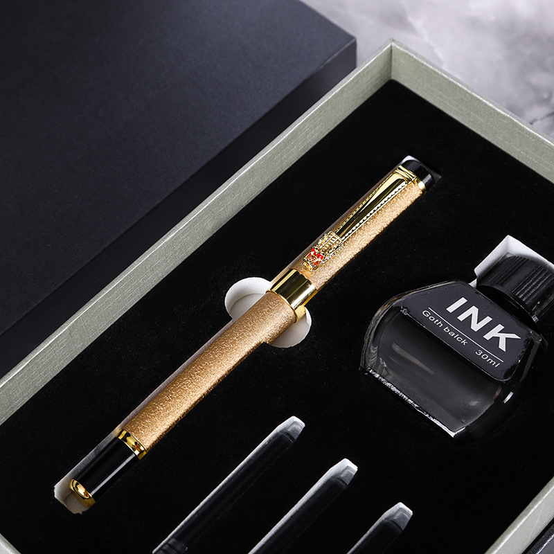 Business Office Pen Ink Sac Ink Dual-Use Pen Kit Can Be Customized Gift Logo Metallic Pen Ball Pen