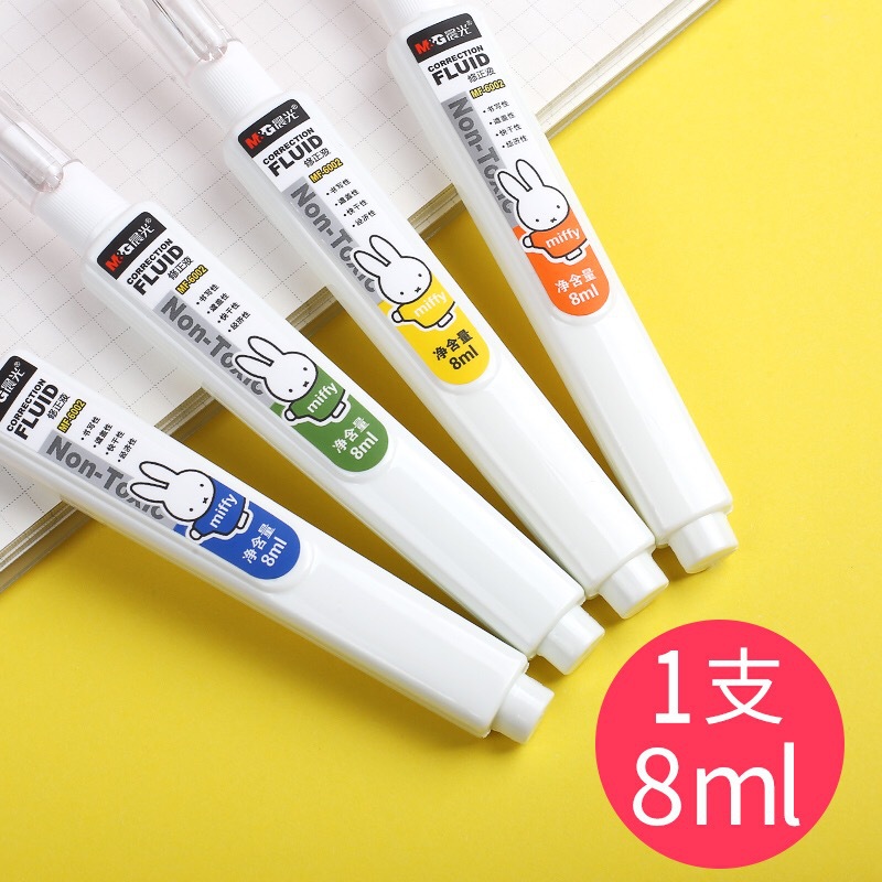 Mf6002 Correction Fluid Mifei Correction Fluid Office Student Cute and Compact Rabbit 8ml Quick-Drying White Correction Fluid
