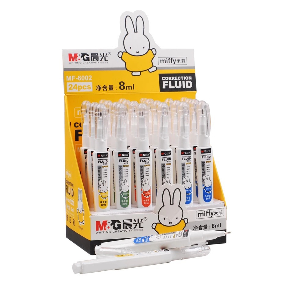 Mf6002 Correction Fluid Mifei Correction Fluid Office Student Cute and Compact Rabbit 8ml Quick-Drying White Correction Fluid