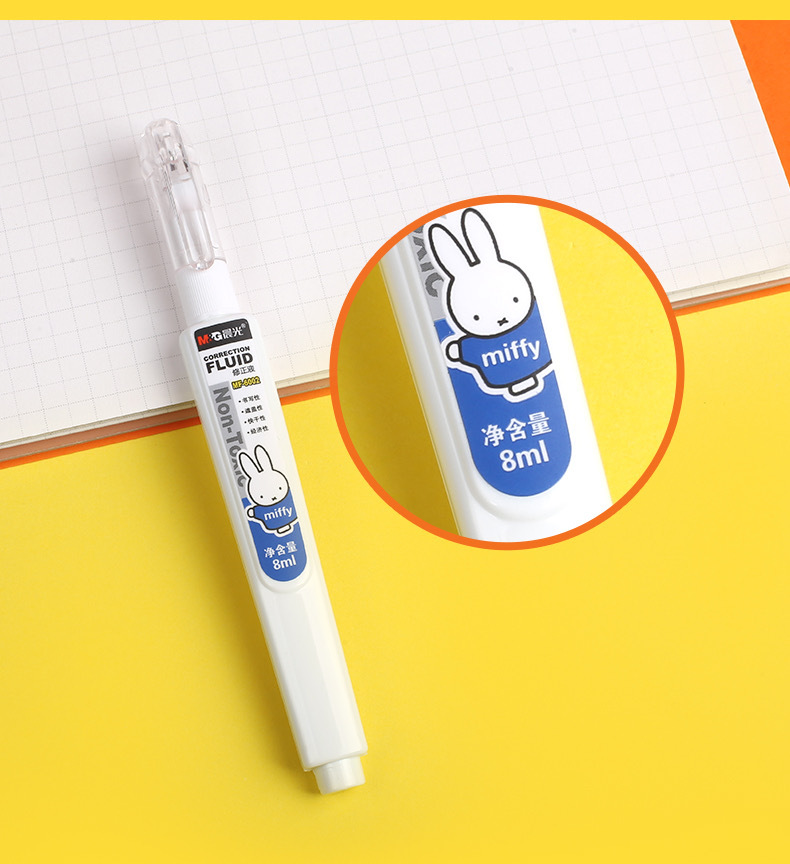 Mf6002 Correction Fluid Mifei Correction Fluid Office Student Cute and Compact Rabbit 8ml Quick-Drying White Correction Fluid