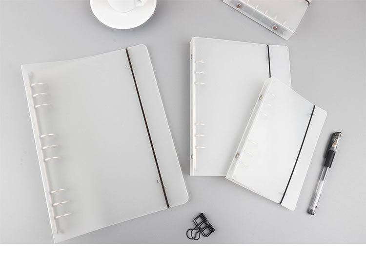 Frosted Translucent Pp Strap Loose-Leaf Binder Shell 6 Holes Loose Spiral Notebook Journal Book Notepad