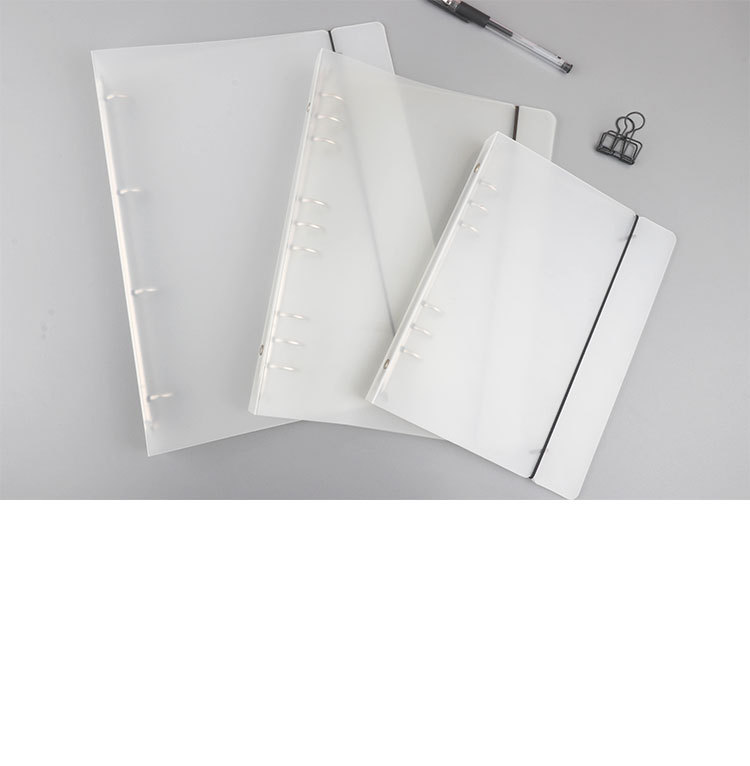 Frosted Translucent Pp Strap Loose-Leaf Binder Shell 6 Holes Loose Spiral Notebook Journal Book Notepad
