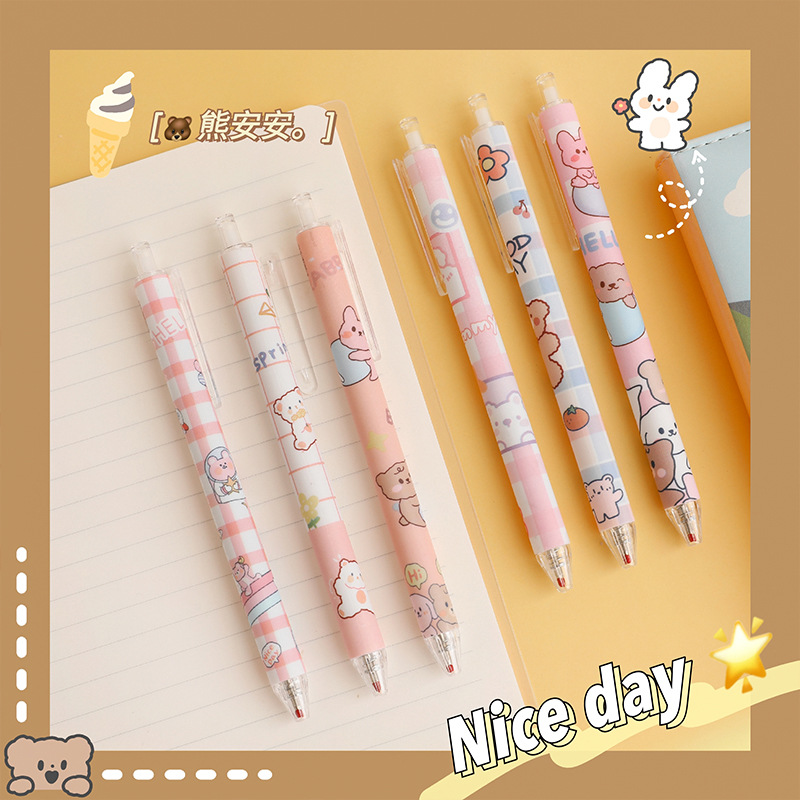 Japanese Gel Pen Ins Cute Quick-Drying Black Press Signature Ball Pen Ballpoint Pen Good-looking Stationery for Students