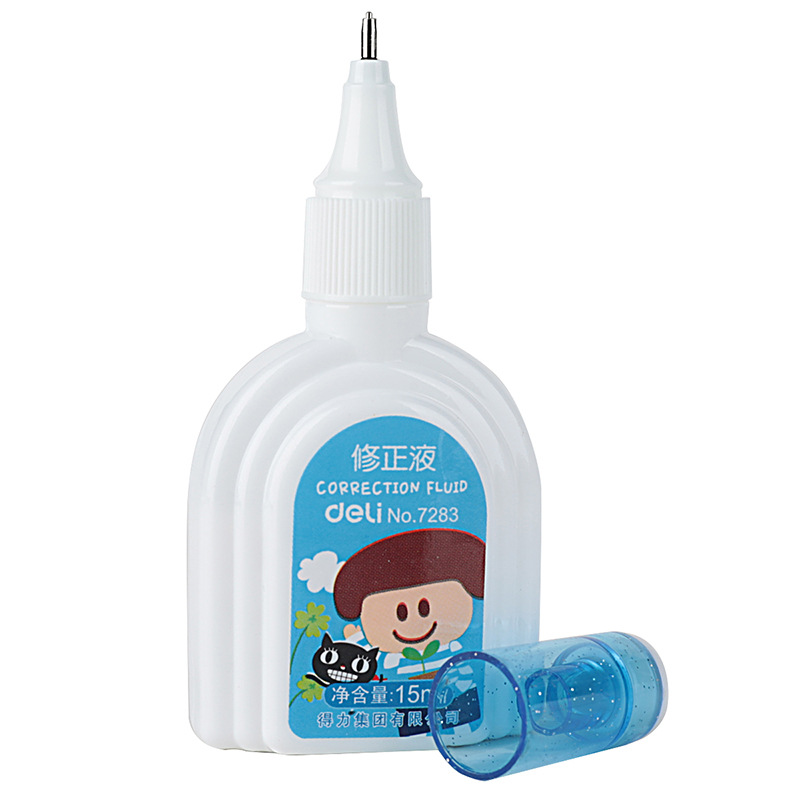 Authentic Deli 7283 Correction Fluid Steel Nozzle Correction Fluid Quick-Drying Correction Pen Correction Liquid White Correction Fluid Wholesale