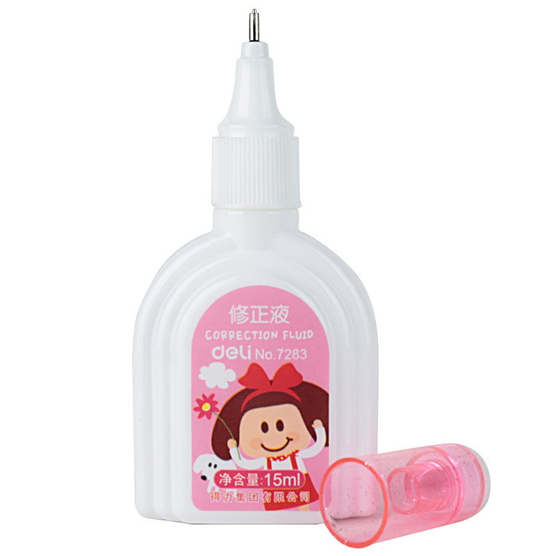 Authentic Deli 7283 Correction Fluid Steel Nozzle Correction Fluid Quick-Drying Correction Pen Correction Liquid White Correction Fluid Wholesale