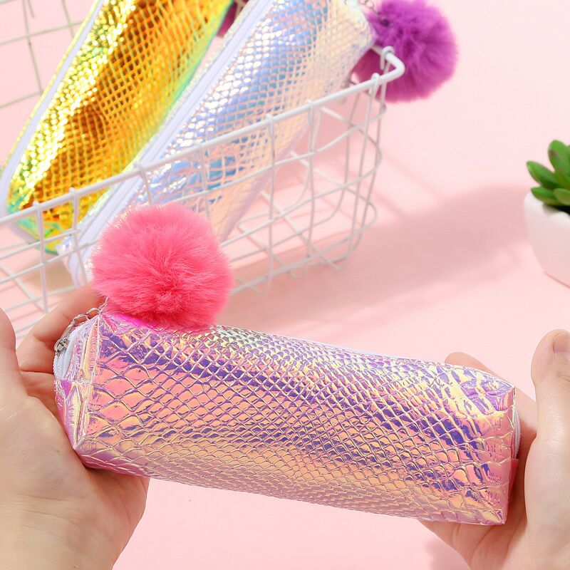 Stock new hair ball pen bag student sequin makeup lady children&#039;s sequin pen bag