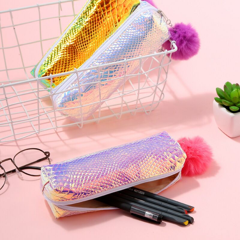 Stock new hair ball pen bag student sequin makeup lady children's sequin pen bag