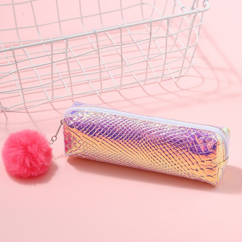 Stock new hair ball pen bag student sequin makeup lady children's sequin pen bag