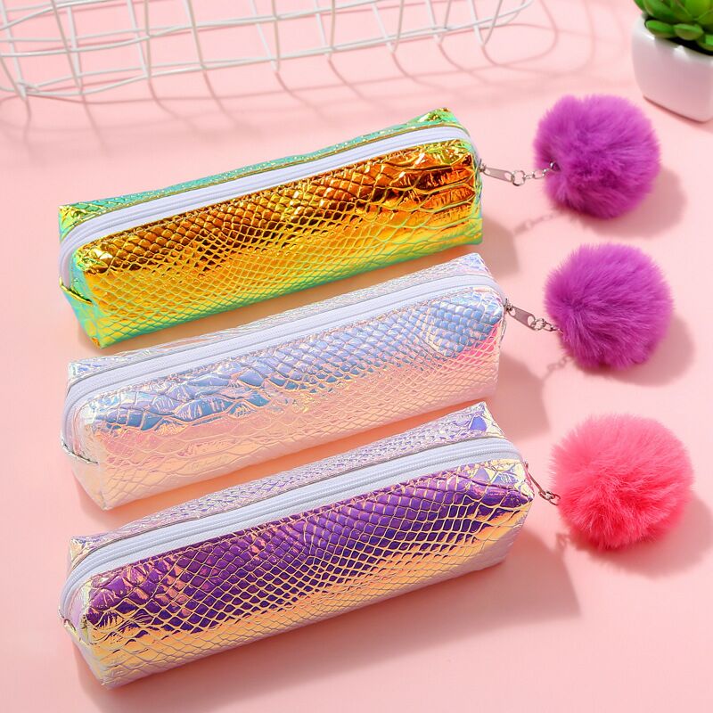 Stock new hair ball pen bag student sequin makeup lady children's sequin pen bag