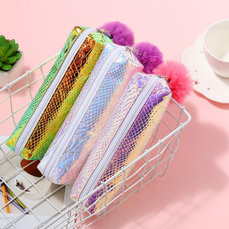 Stock new hair ball pen bag student sequin makeup lady children's sequin pen bag