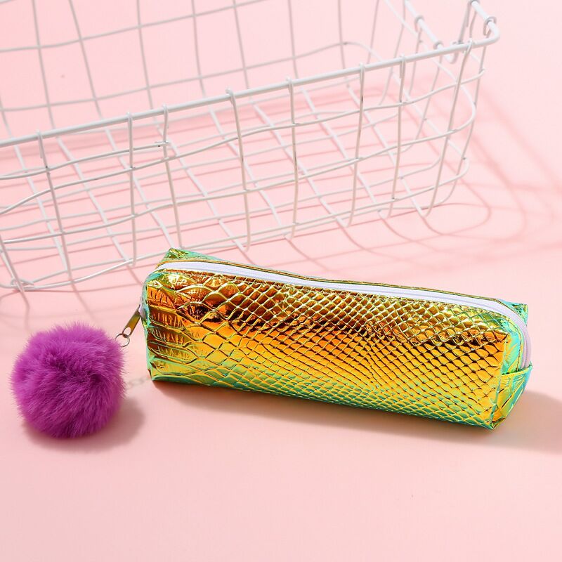 Stock new hair ball pen bag student sequin makeup lady children's sequin pen bag