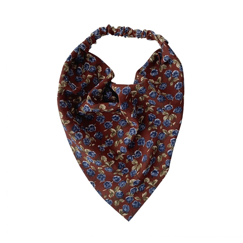 European and American New Floral Square Scarf Female Elastic Ribbon Cross-Border Hot Selling Baotou Triangular Binder Hair Accessories European and American New Floral Square Scarf Female Elastic Ribbon Cross-Border Hot Selling Baotou Triangular Binder Hair Accessories