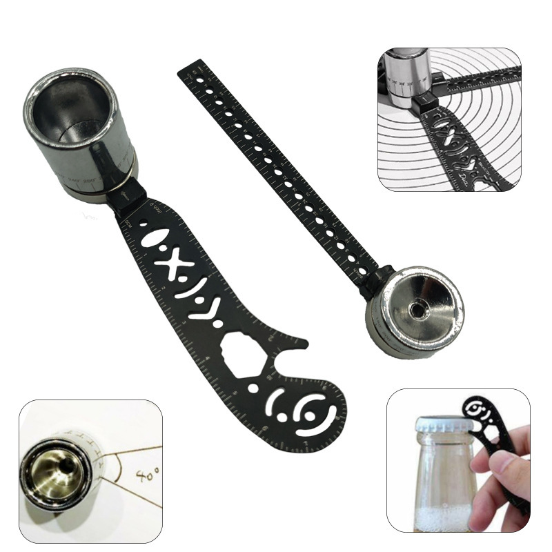 Duo Function Drawing Ruler EDC Tool Cross-Border Creative Drawing Tool Magnetic Compasses-Foot Drawing Tool