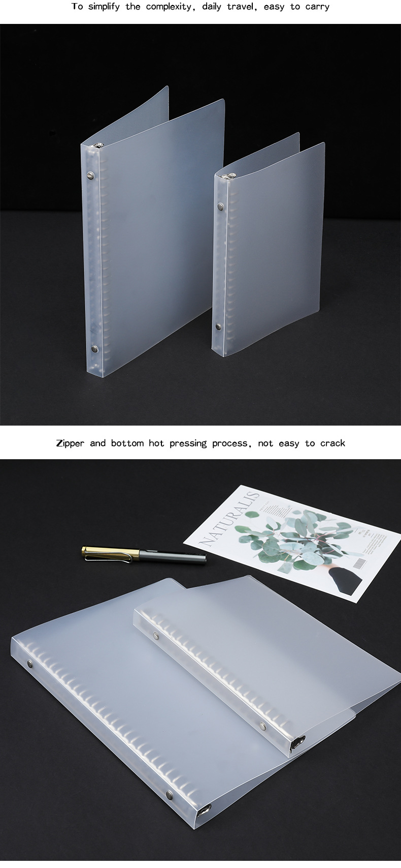 Printable Logo Plastic Transparent Folder B5 Loose Spiral Notebook Shell Office A4 Metal Replaceable Core Loose-Leaf Binder Printable Logo Plastic Transparent Folder B5 Loose Spiral Notebook Shell Office A4 Metal Replaceable Core Loose-Leaf Binder