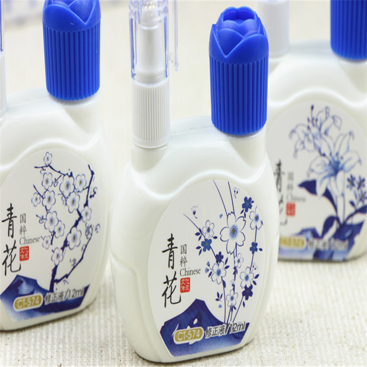 New Cartoon Cute Fresh Pattern Korean Stationery Environmental Protection Steel Head Quick-Drying Correction Fluid Dual-Use Correction Correction Fluid
