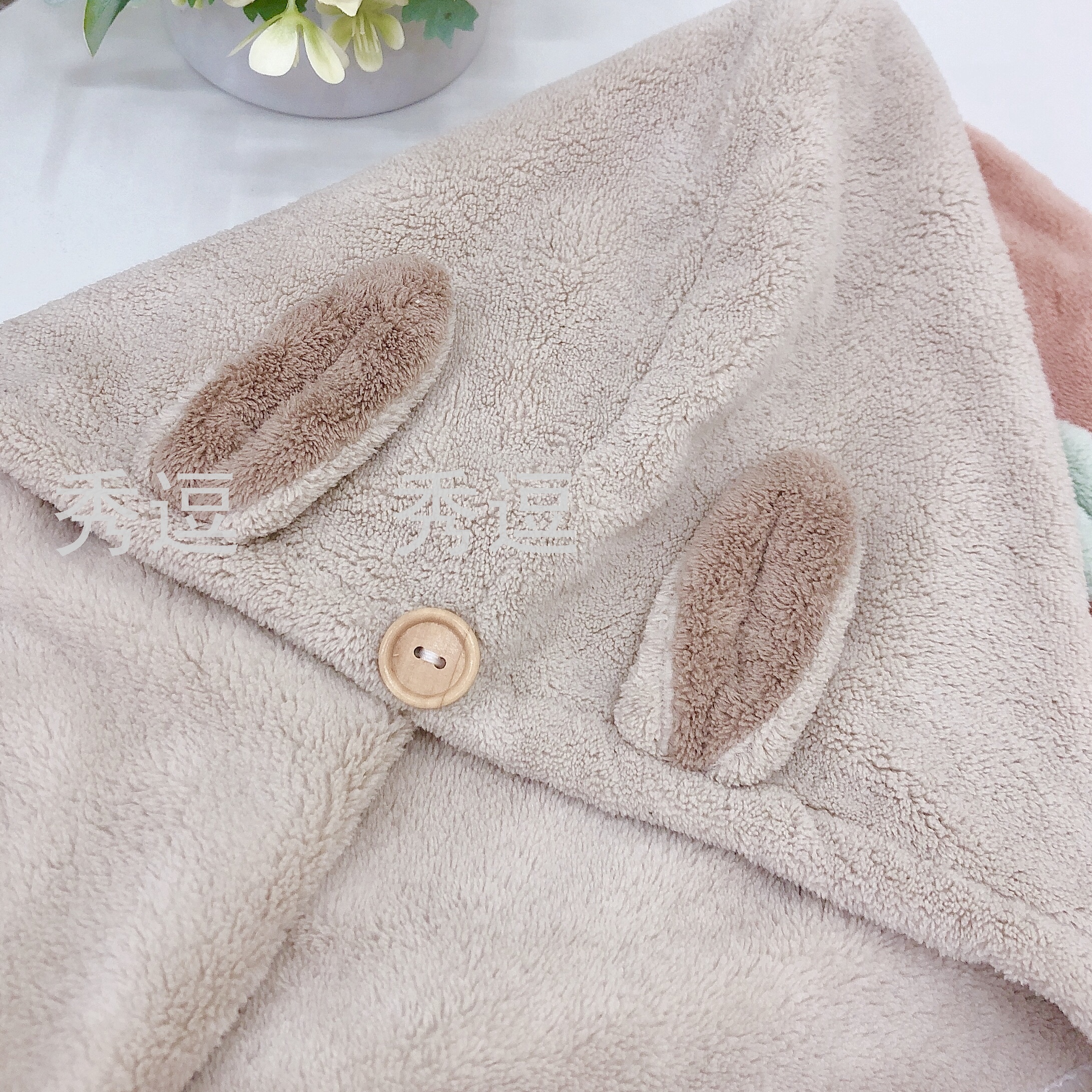 Coral Velvet Rabbit Three-Dimensional Triangular Binder Adult Head Thickened Absorbent Soft Quick-Drying Non-Fading Hair-Drying Cap Coral Velvet Rabbit Three-Dimensional Triangular Binder Adult Head Thickened Absorbent Soft Quick-Drying Non-Fading Hair-Drying Cap