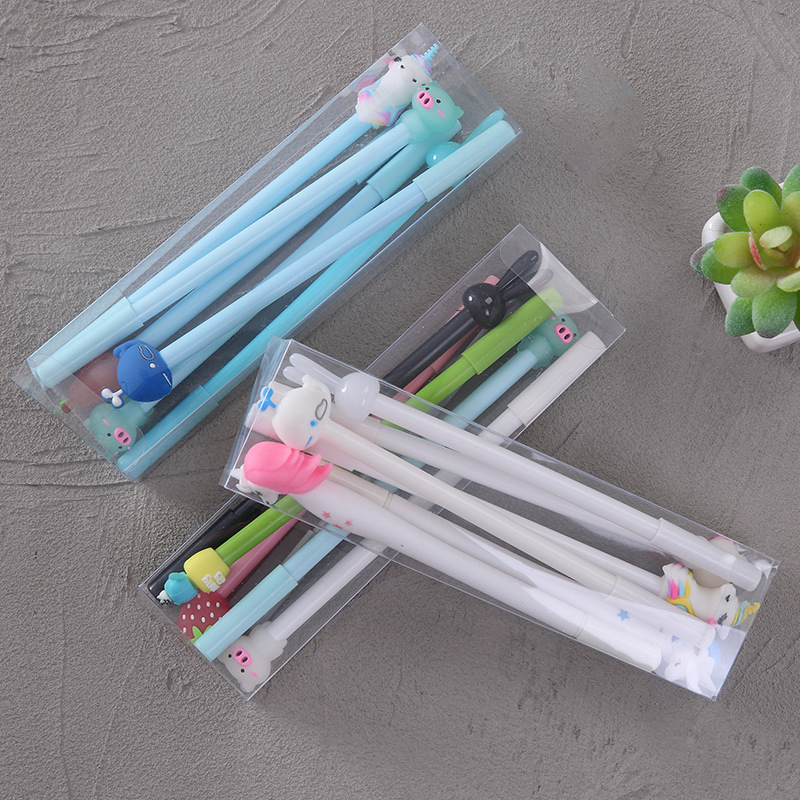 Yue Lu 6 Boxed Cartoon Soft Rubber Head Gel Pen Student Cute Ball Pen Korean Office Stationery Writing Pen