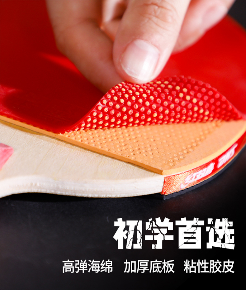 RED DOUBLE HAPPINESS Table Tennis Rackets Double Shot Four-Star Beginner Table Tennis Ball Pen-Hold Grip Hand-Shake Grip Single Shot Children Student Professional Grade
