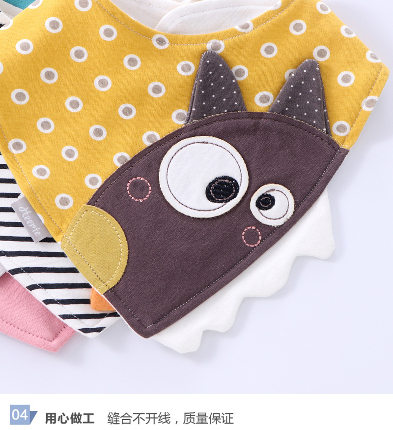 Heer Special Spring New Model Cartoon Three-dimensional Embroidered Triangular Binder Baby Cotton Pinafore Heer Special Spring New Model Cartoon Three-dimensional Embroidered Triangular Binder Baby Cotton Pinafore