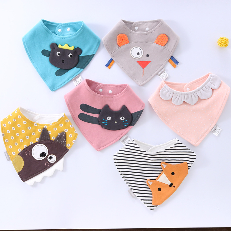Heer Special Spring New Model Cartoon Three-dimensional Embroidered Triangular Binder Baby Cotton Pinafore Heer Special Spring New Model Cartoon Three-dimensional Embroidered Triangular Binder Baby Cotton Pinafore