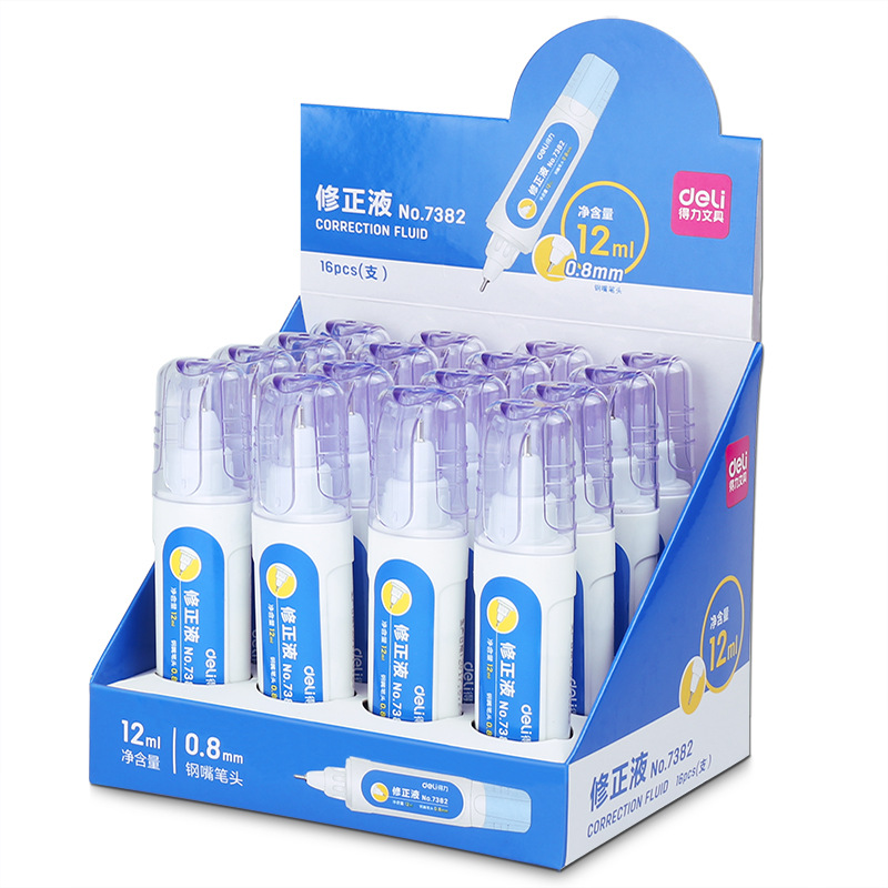 Deli 7382 Correction Correction Correction Correction Fluid Students Use White Seamless Quick-Drying Picture to Change Wholesale Large Capacity