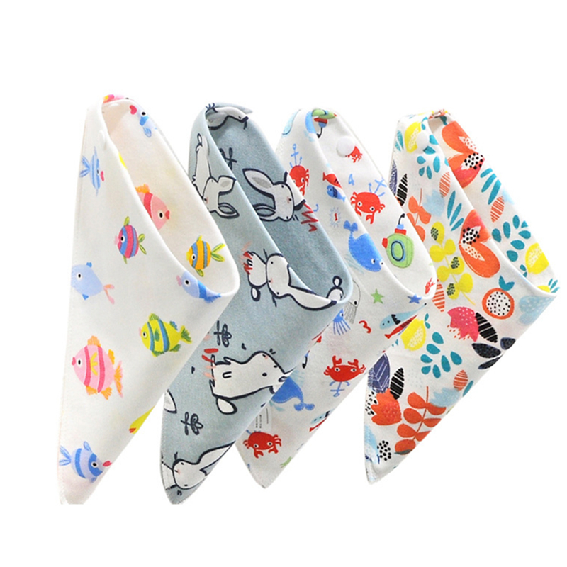Baby Saliva Towel Pure Cotton Baby Triangular Binder Double-Layer Adjustable Snap Button Newborn Bib Pocket Scarf
