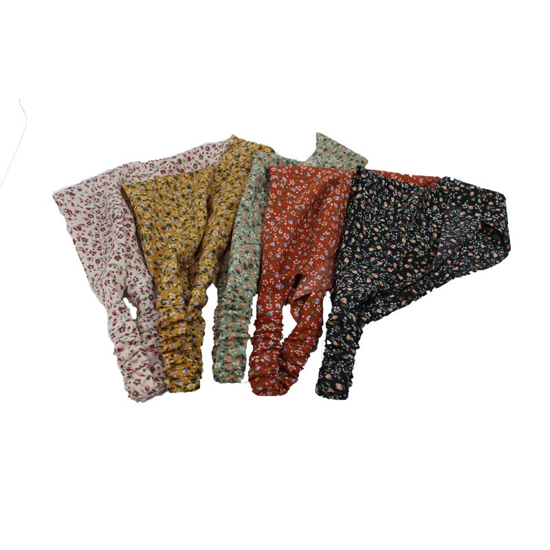 Amazon Hot Sale Printing Triangular Binder Hair Band Bohemian Baotou Elastic Ribbon Female Dustproof Headscarf Wholesale