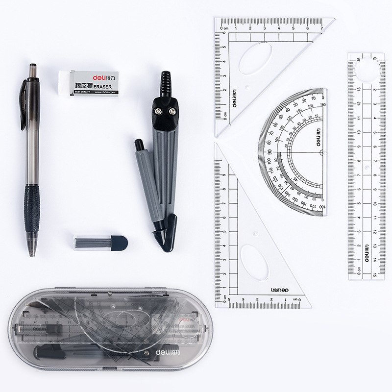 Deli 9591 Compasses Student Drawing Combo 8 Set Compasses Ruler Set Examination Set Deli Compasses