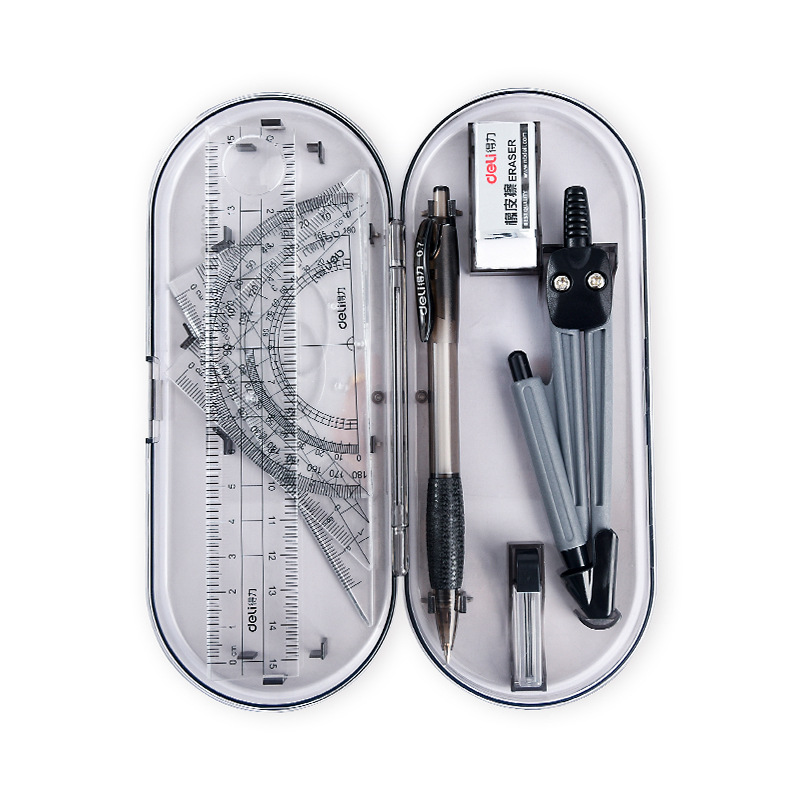 Deli 9591 Compasses Student Drawing Combo 8 Set Compasses Ruler Set Examination Set Deli Compasses