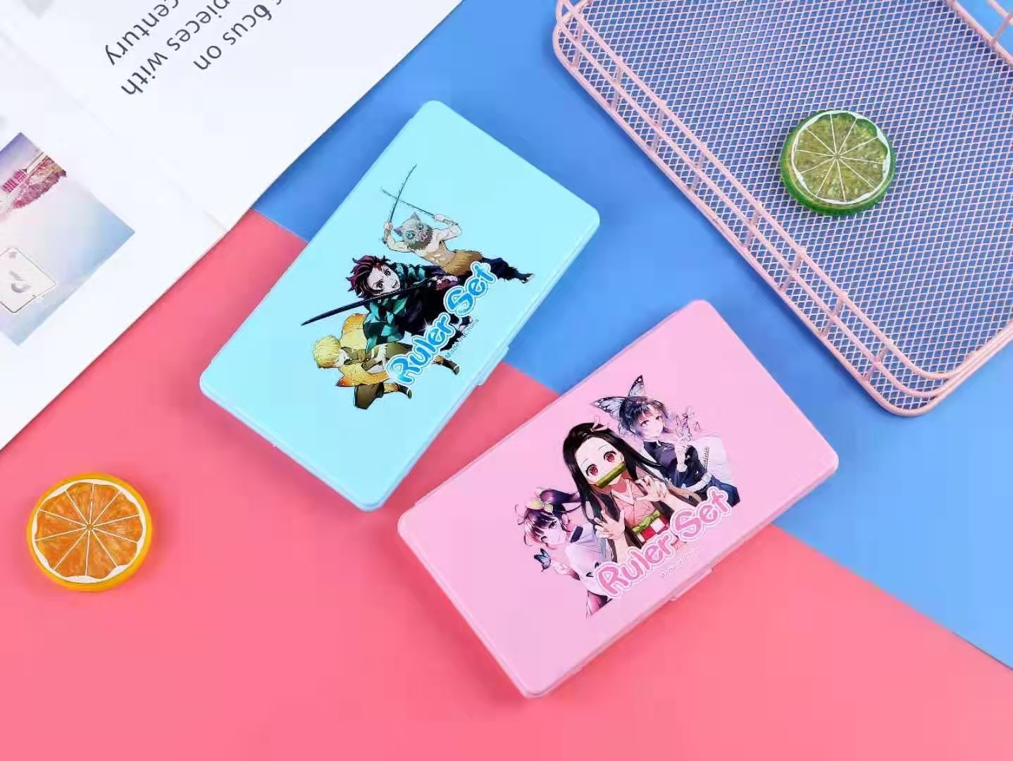 Kimetsu No Yaiba Tanjirou Ni Beans Student Compasses Ruler Set Refill 7-Piece Set Student Stationery Gift Kimetsu No Yaiba Tanjirou Ni Beans Student Compasses Ruler Set Refill 7-Piece Set Student Stationery Gift
