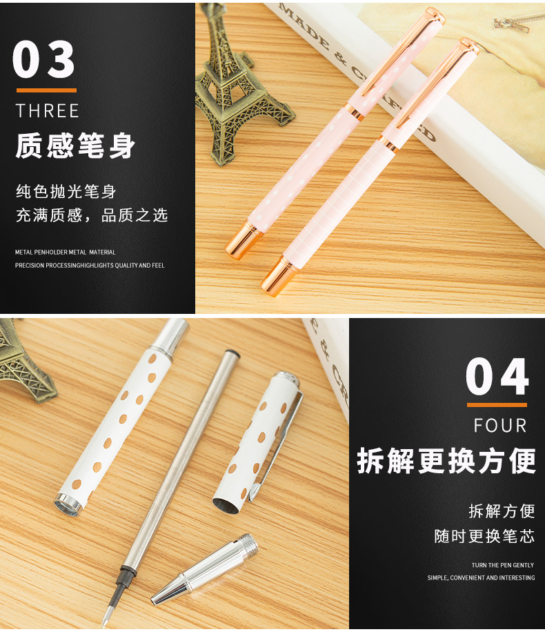 Factory Customized Dot Metal Ball Point Pen Striped Signature Pen Advertising Gift Gel Pen Customized Logo Factory Customized Dot Metal Ball Point Pen Striped Signature Pen Advertising Gift Gel Pen Customized Logo