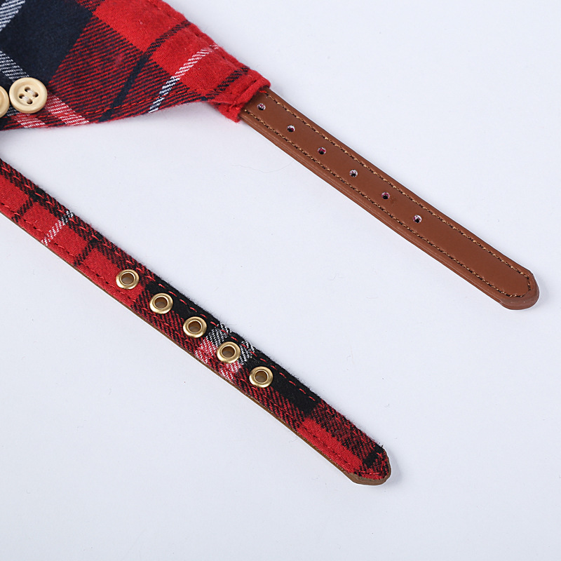 Spot New Style Plaid Bow Collar Triangular Binder Saliva Towel Set Pet Supplies Pet Collar