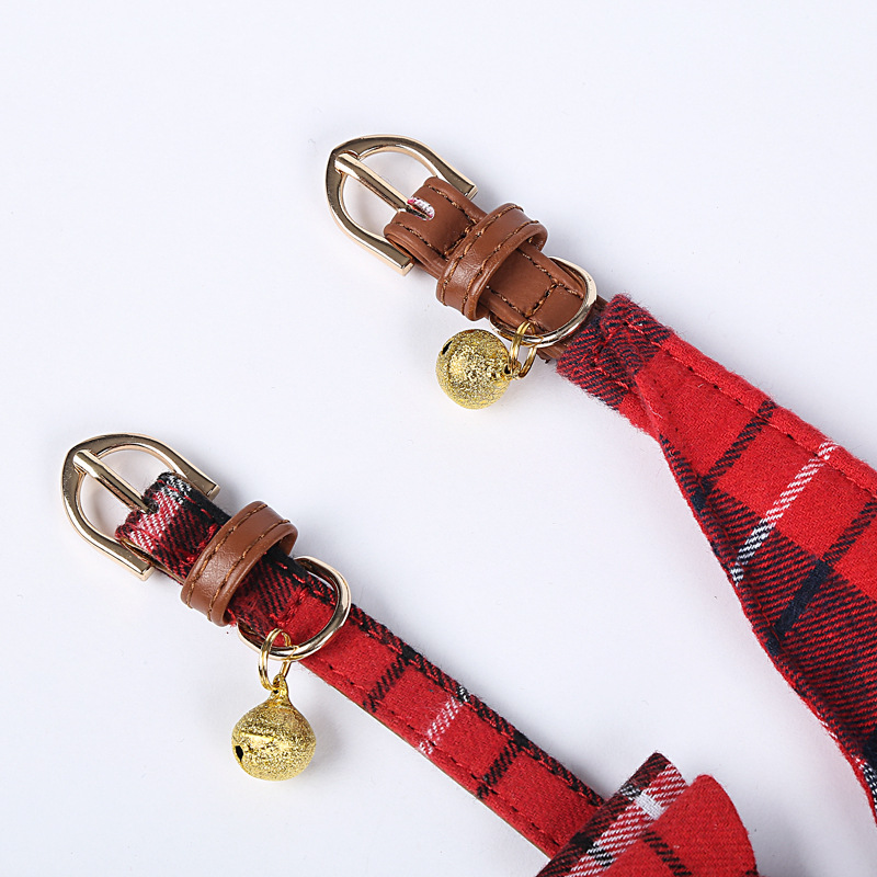 Spot New Style Plaid Bow Collar Triangular Binder Saliva Towel Set Pet Supplies Pet Collar