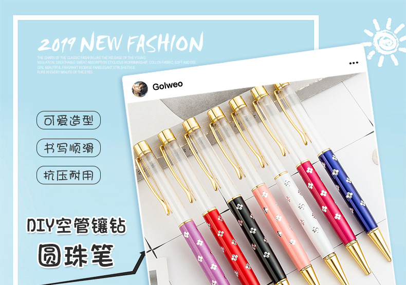 Exclusive for Cross-Border Metal Ball Point Pen Liquid Ball Pen DIY Empty Tube Advertising Marker Customized Logo Creative Gift Pen Wholesale