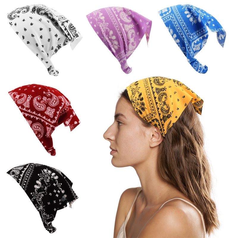 Cross-Border New Arrival Baotou Triangular Binder Elastic Ribbon European and American Fashion Sports Paisley Headscarf Headband Customization