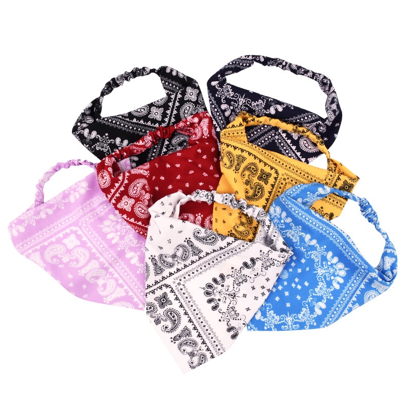 Cross-Border New Arrival Baotou Triangular Binder Elastic Ribbon European and American Fashion Sports Paisley Headscarf Headband Customization