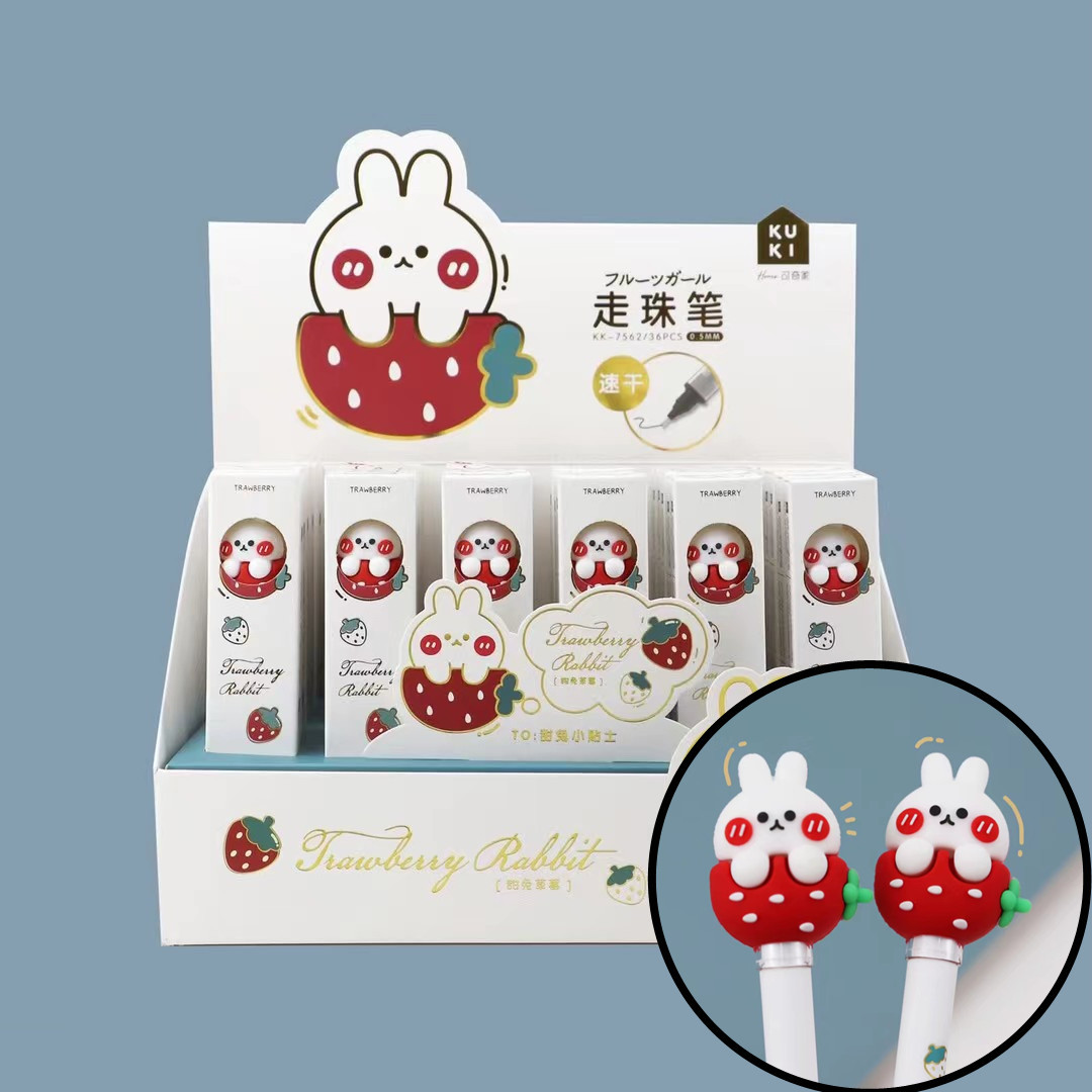 Keqi KK-7562 Silicone Cute Cartoon Sweet Rabbit Strawberry Ballpoint Pen Cartoon Cute Rabbit Gel Pen Fashion Ball Pen Keqi KK-7562 Silicone Cute Cartoon Sweet Rabbit Strawberry Ballpoint Pen Cartoon Cute Rabbit Gel Pen Fashion Ball Pen