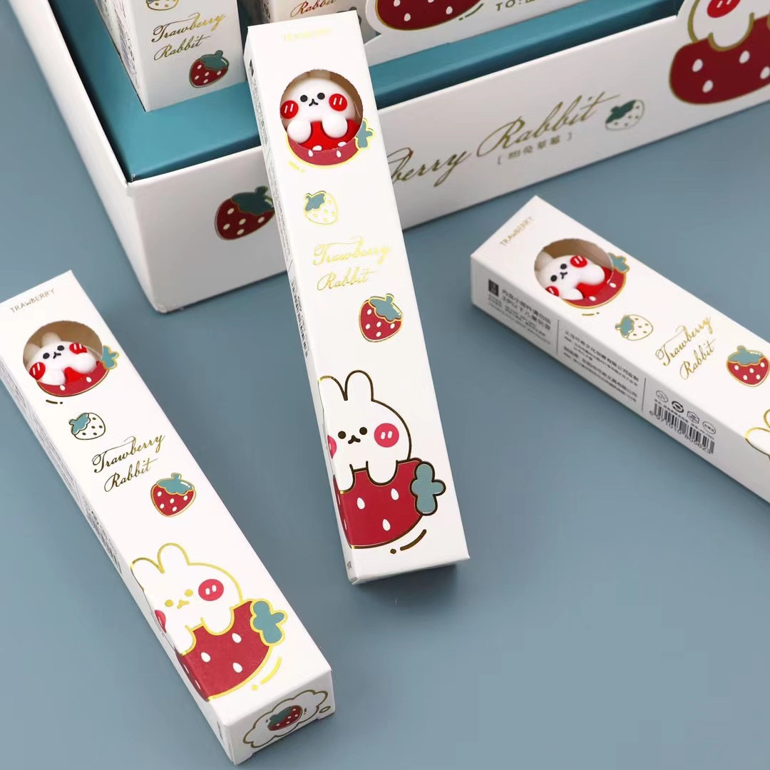 Keqi KK-7562 Silicone Cute Cartoon Sweet Rabbit Strawberry Ballpoint Pen Cartoon Cute Rabbit Gel Pen Fashion Ball Pen Keqi KK-7562 Silicone Cute Cartoon Sweet Rabbit Strawberry Ballpoint Pen Cartoon Cute Rabbit Gel Pen Fashion Ball Pen