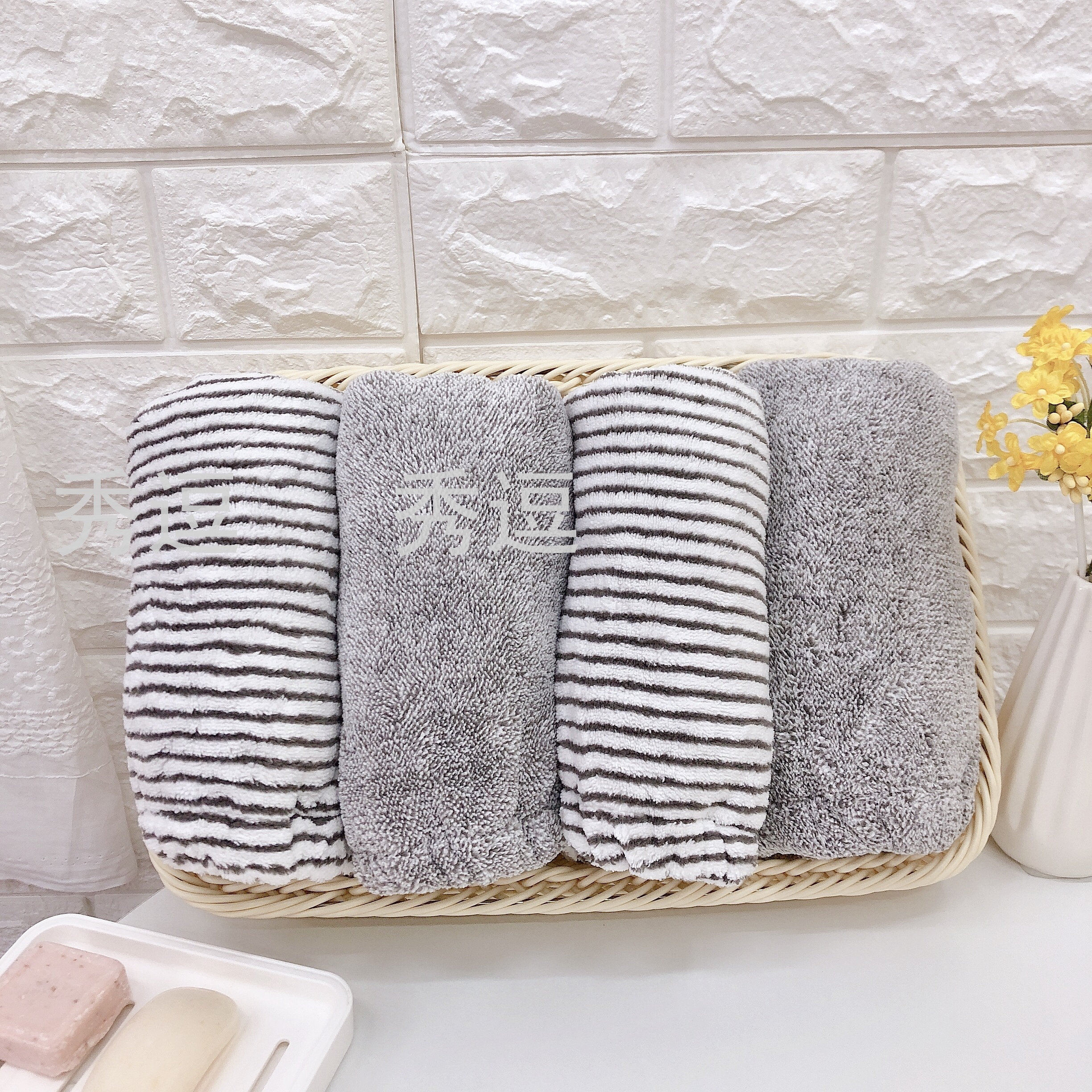 Bamboo Charcoal Fiber Triangular Binder Adult Head Thickened Absorbent Soft Quick-Drying Non-Fading Hair-Drying Cap Hair Drying Towel