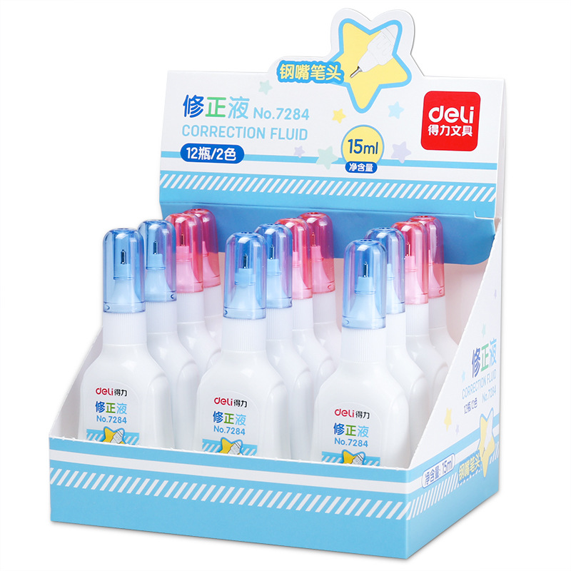 Deli Stationery 7284 Office Creativity Correction Fluid Correction Liquid Cute Student Use Correction Fluid 15ml Correction Fluid