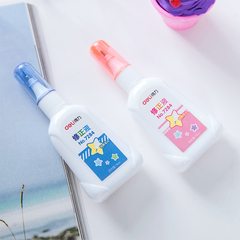 Deli Stationery 7284 Office Creativity Correction Fluid Correction Liquid Cute Student Use Correction Fluid 15ml Correction Fluid