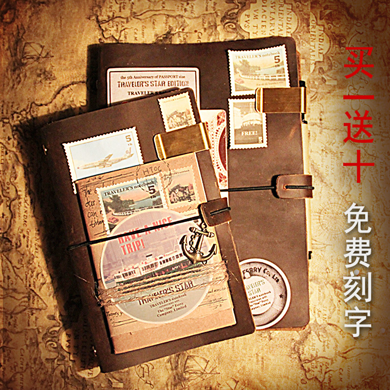 Handmade First Layer Leather Book Genuine Leather Hand Account Binder Notebook Retro Nostalgic Travel Diary Book A5a6a7