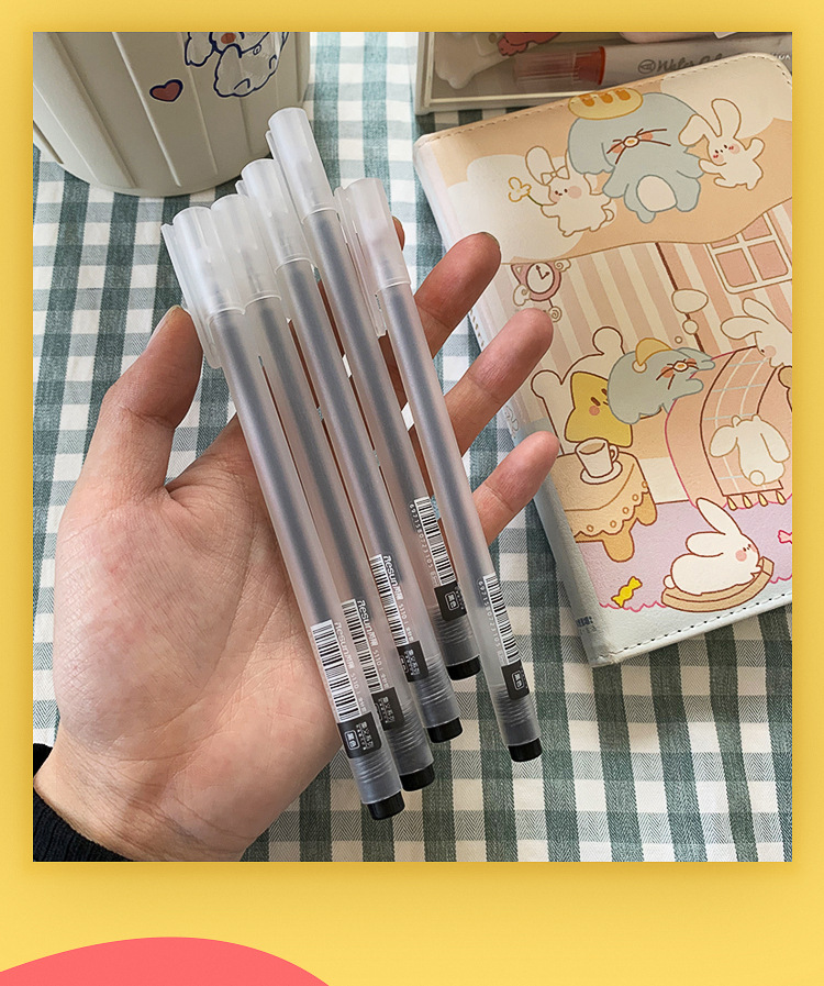 Non-Printing Style Frosted Gel Pen Quick-Drying Continuous Ink Black Ball Pen 0.5mm Smooth Office Signature Student Pen
