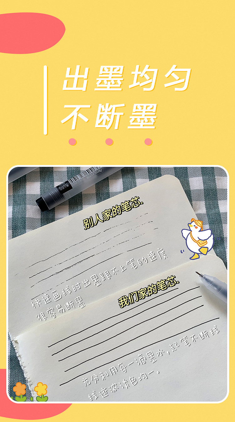 Non-Printing Style Frosted Gel Pen Quick-Drying Continuous Ink Black Ball Pen 0.5mm Smooth Office Signature Student Pen