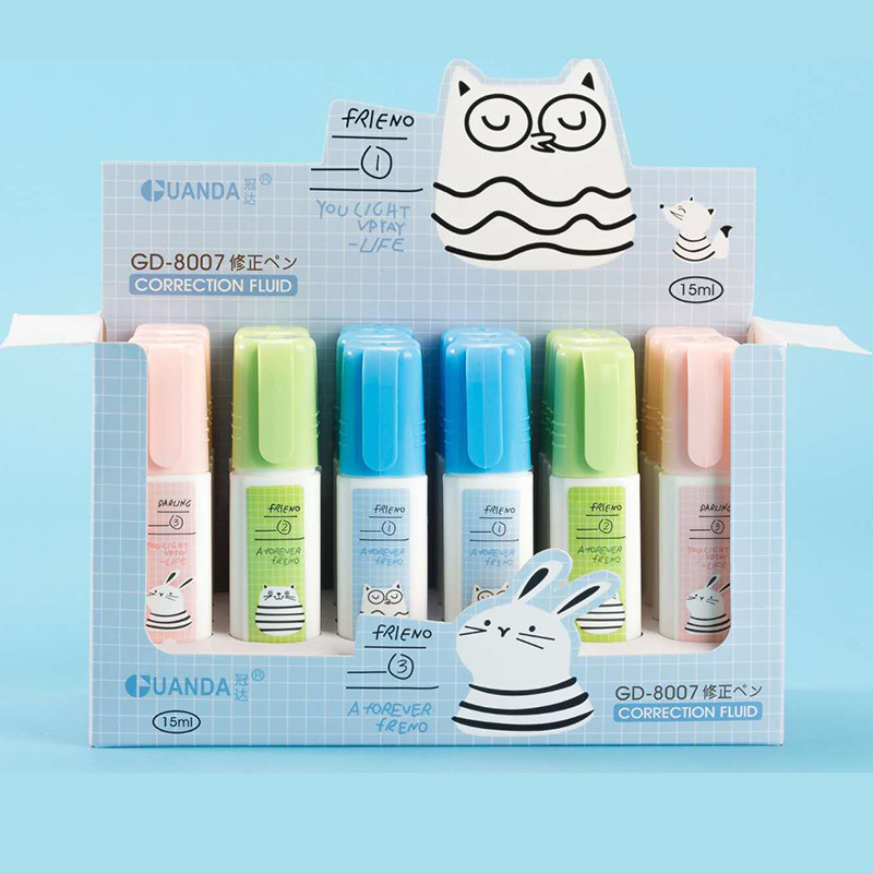 Cartoon Correction Fluid Correction Fluid Student Steel Head Correction Fluid Study Stationery Pen Shape Correction Fluid Wholesale