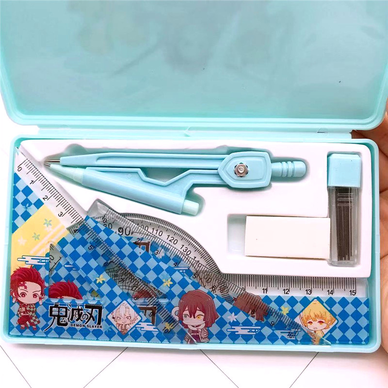 Anime Kimetsu No Yaiba Compasses Ruler Set Cartoon Student Studying Stationery Supplies Compasses Ruler Set Seven-Piece Anime Kimetsu No Yaiba Compasses Ruler Set Cartoon Student Studying Stationery Supplies Compasses Ruler Set Seven-Piece